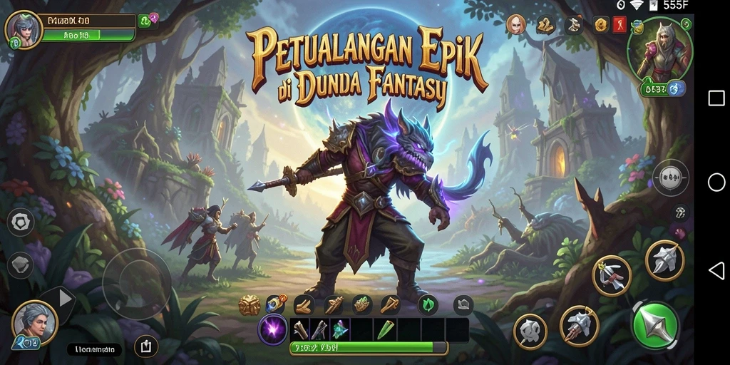 Screenshot gameplay 555F menunjukkan aksi pertarungan RPG yang mendebarkan.