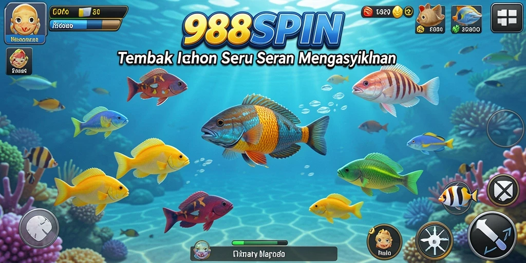 Tampilan gameplay seru dalam permainan Tembak Ikan 988SPIN.