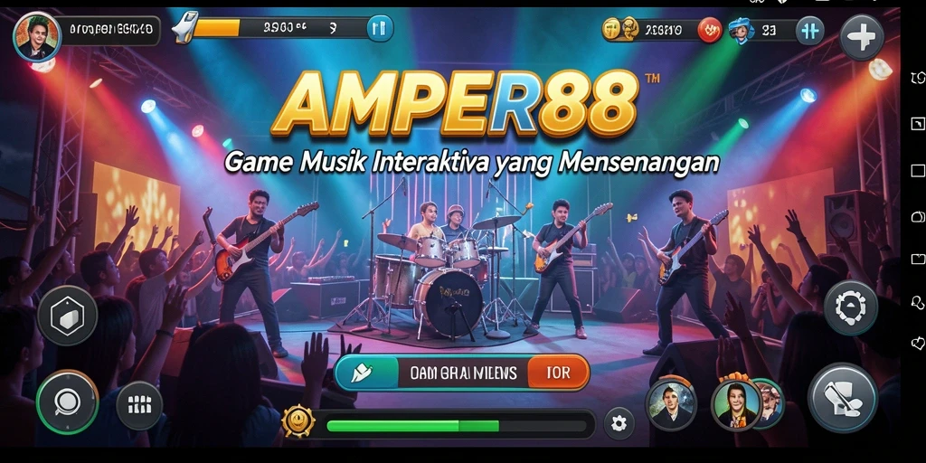 Tangkapan layar utama AMPER88 menampilkan keseruan gameplay musik.