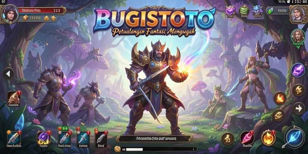 Screenshot gameplay BUGISTOTO menampilkan aksi pertempuran yang menegangkan.