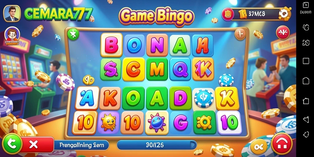 Screenshot CEMARA77 menampilkan gameplay seru Bingo.