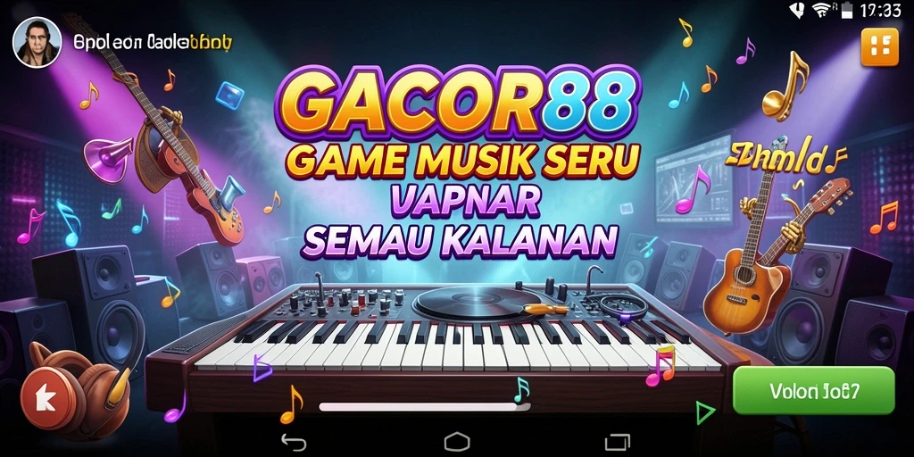 Tampilan gameplay GACOR88 dengan berbagai pilihan lagu musik.