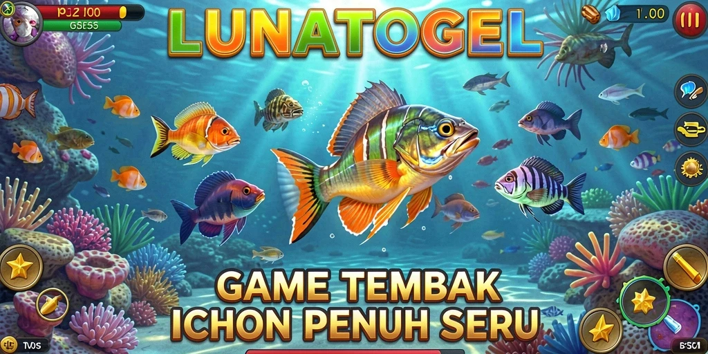 Screenshot yang menunjukkan gameplay seru LUNATOGEL saat berburu ikan.
