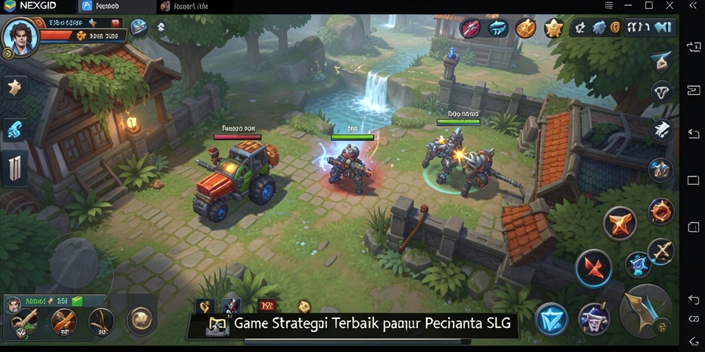 Screenshot gameplay NEXGID yang menunjukkan pertarungan taktis SLG.