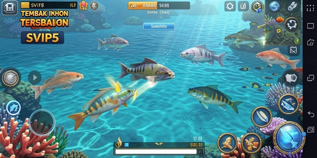Tangkapan layar gameplay SVIP5 yang menarik dengan aksi tembak ikan.